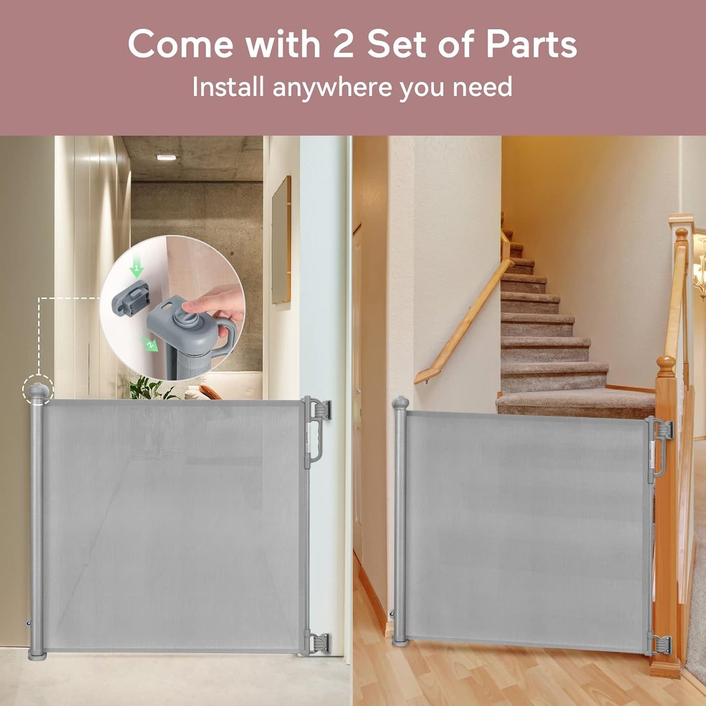 Momcozy Retractable Baby Gate, Mesh Baby Gate or Mesh Dog Gate, 33" Tall,Extends up to 71" Wide, Child Safety Gate for Doorways, Stairs, Hallways, Indoor/Outdoor