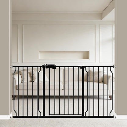 WAOWAO Baby Gate 71.65-85.03" Extra Wide Pressure Mounted Walk Through Swing Auto Close Safety Metal Black Toddler Kids Child Dog Pet Puppy for Stairs,Doorways,Kitchen