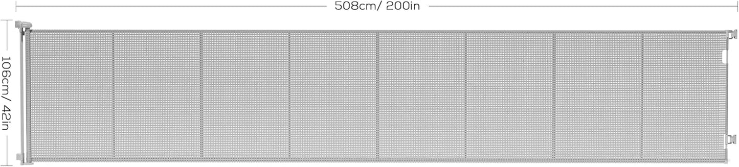 Retractable Baby Gate for Stairs, 42" Tall X 200" Wide Mesh Dog Gate Indoor, Child Gate for Doorways, Hallways, Deck, Indoor Outdoor Pet Baby Safety Essentials for Home, Black