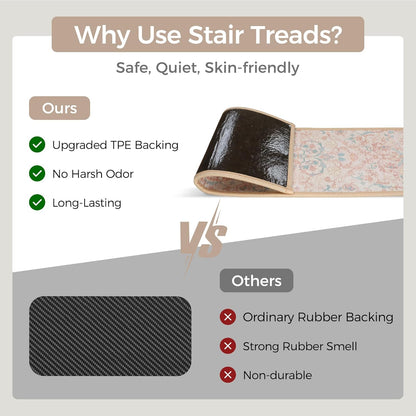 sarben Non Slip Stair Treads for Wooden Steps 15PCS - 8"x30" Indoor Safety Carpet, Edging Mats with TPE Adhesive Backing, Pet and Elderly Friendly Stair Rugs (Taupe) - Colors A