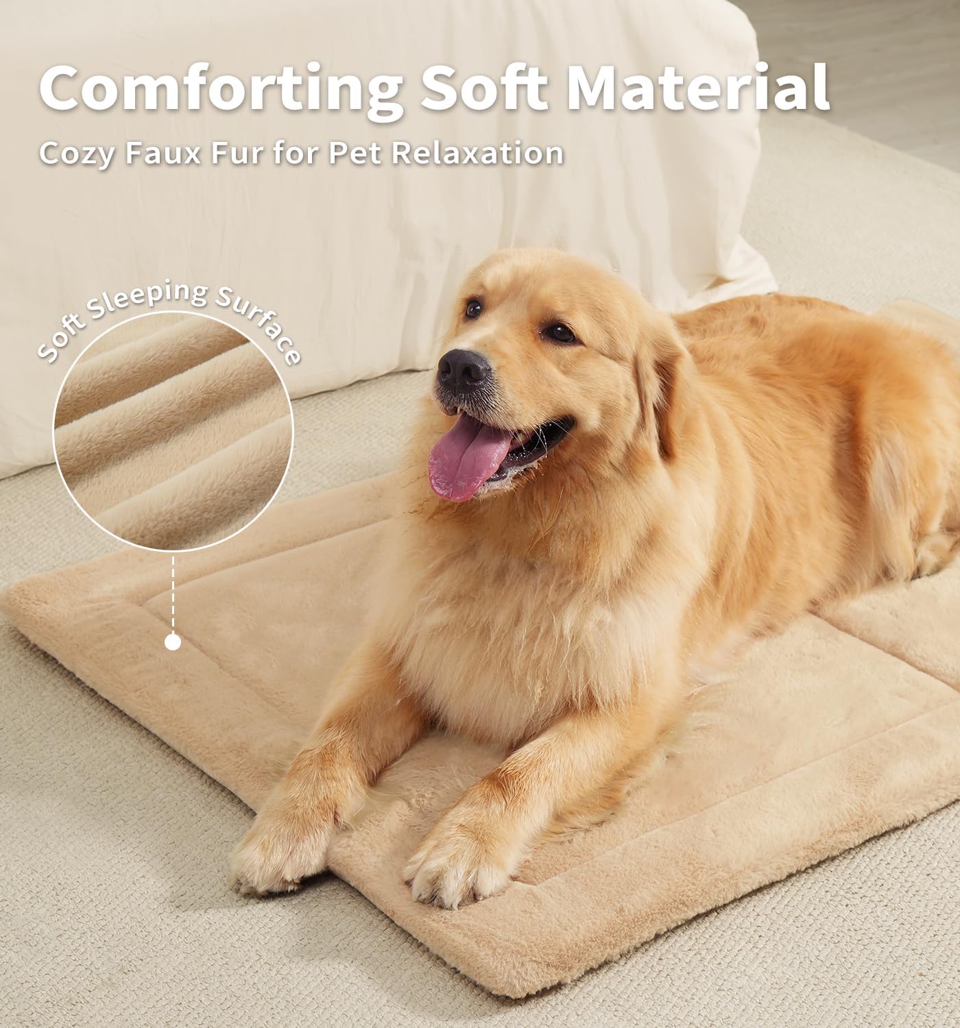 Made4Pets Dog Crate Pad Bed for Medium Large Dogs, Washable & Reversible, Anti-Slip Kennel Mat for Cozy Sleeping, Soft Fluffy Dog Bed for Indoor & Outdoor Use, 35"x23", Gray