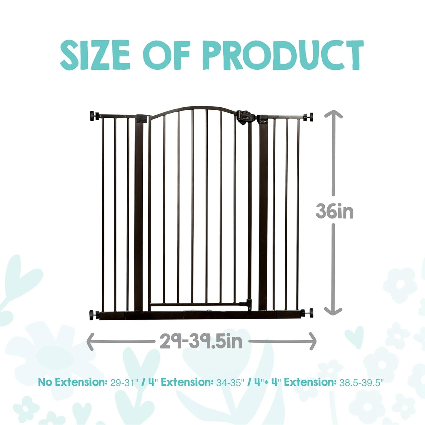 Regalo Safety 36" Extra Tall Home Accent Arch Baby Gate with Door, Pressure Mount for Doorways & Bottom of Stairs, Babies, Toddlers & Pets, Tested & Trusted, American Designed, Family Owned