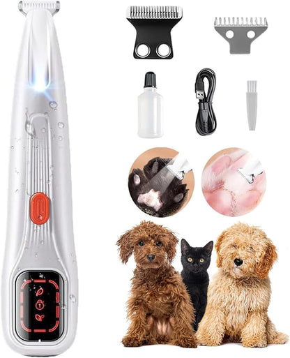 2026 New Pet Precision Trimmer, Dog Paw Trimmer with LED Light, Low Noise, IP68 Waterproof, Dual-Speed Motor, Suit for Trimming Paw, Ear, Face, Butt, Eyebrows, USB Rechageble