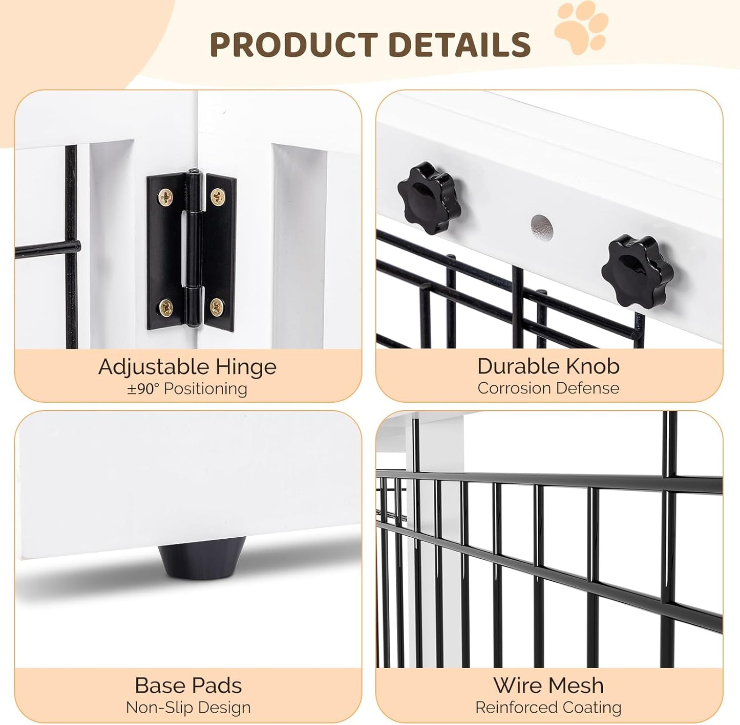 Bonnlo Free Standing Dog Gate, 37" - 68" Wide Pet Gate for Fireplace Stairs Doorways, Wooden Adjustable Pet Fence Indoor, Christmas Tree Gate (Cherry)