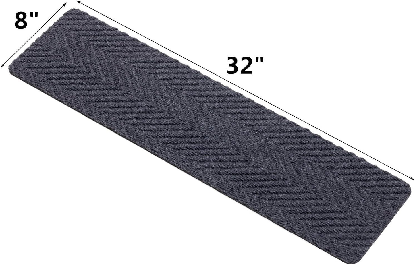 Indoor and Outdoor Carpet Stair Treads - 32" x 8" Non-Slip Stair Treads Carpet for Wooden Steps - Rubber Stair Tread Mats - Stair Rugs Anti Slip for Kids Elders and Dogs – Brown Set of 14