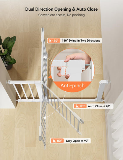 COMOMY 36" Extra Tall Baby Gate for Stairs and Doorways - Fits 29.5" to 48.8" Wide Openings, Auto Close Extra Wide Dog Gate for House, Pressure Mounted Easy Walk Through Pet With Door, Black
