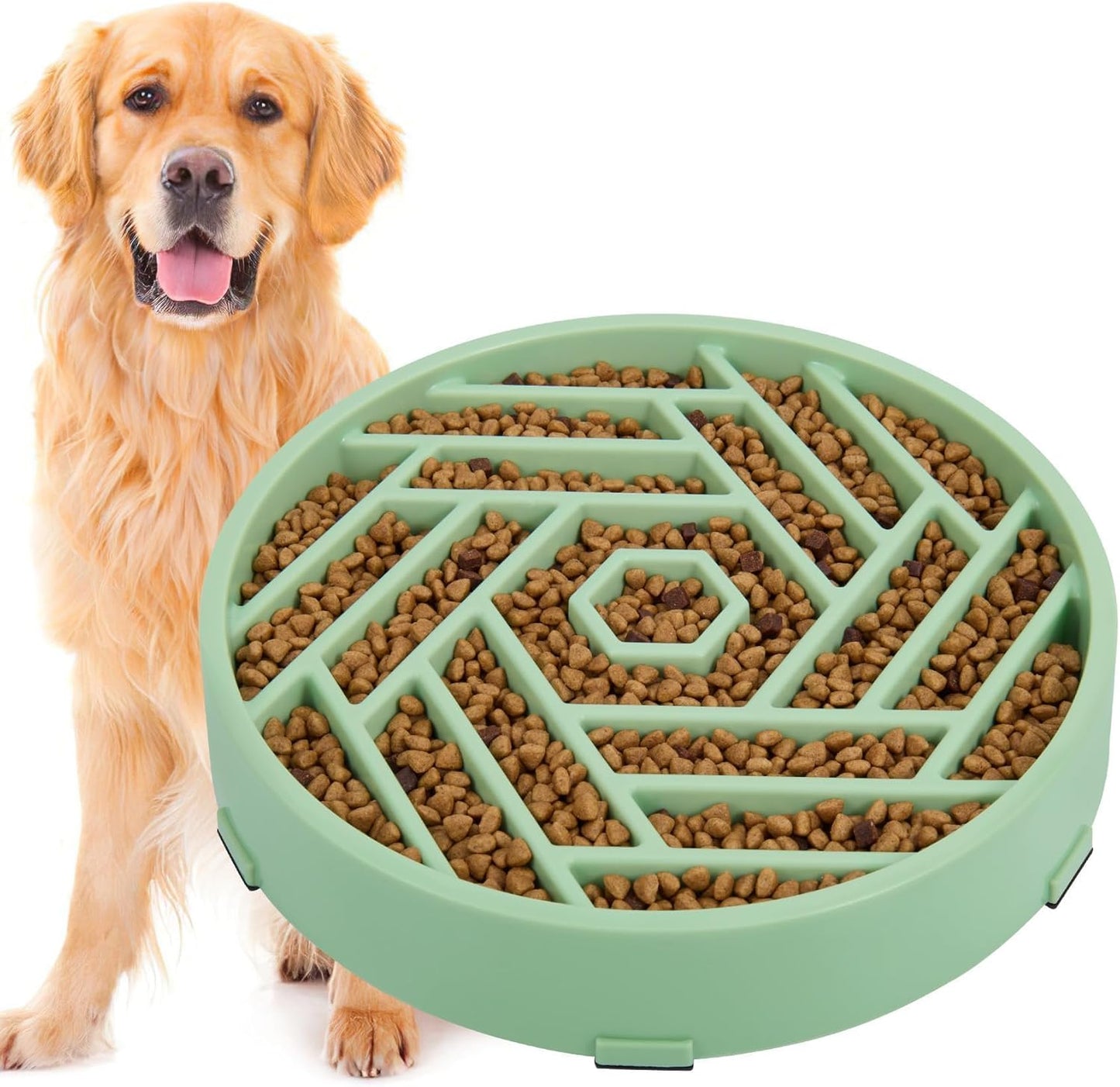 TOBYTO Slow Feeder Dog Bowls Large Medium Breed,Anti-Choking Slow Eating Dog Food Bowl,Non Slip Pet Slower Food Feeding Bowls Large Puzzle Slow Feeder Bloat Stop Maze Dog Dishes,Black