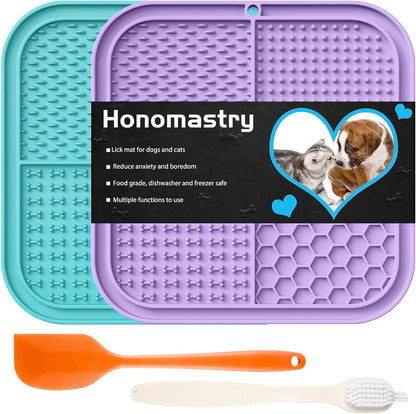 Honomastry Lick Mat for Dogs, Premium Lick Pad with Suction Cups for Dog Anxiety Relief, Slow Feeder Dog Bowls, Bathing, Grooming and Training.