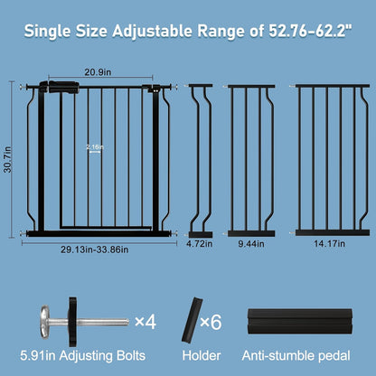 ALLAIBB Extra Wide Pressure Mount Baby Gate Auto Close Metal Child Dog Pet Safety Gates with Walk Through for Stairs,Doorways,Kitchen and Living Room (62.02-66.93"/158-170cm)