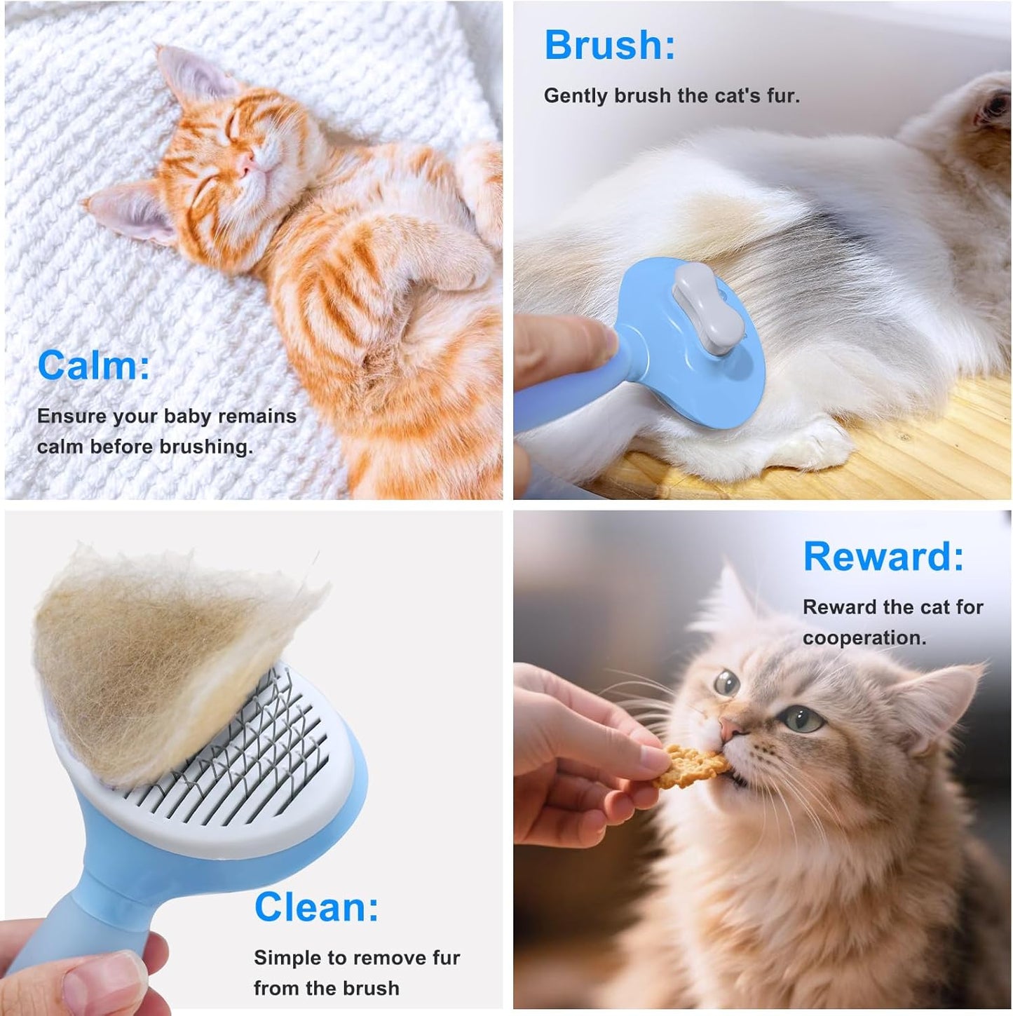 Cat Hair Brush,Cat Brush for Shedding,Soft Silicone Self Cleaning Brushes for Short and Long Haired Cats for Grooming and Shedding