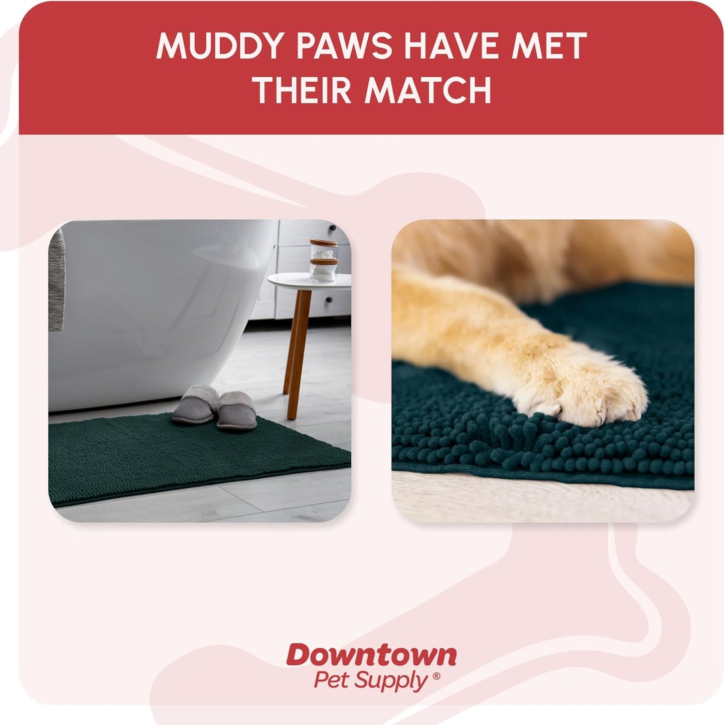My Doggy Place Dog Mud Mat, 36"x26" Ash – Thick Microfiber Entry Rug for Snow, Mud & Salt – Absorbent, Quick-Dry, Washer-Safe & Non-Slip, Large