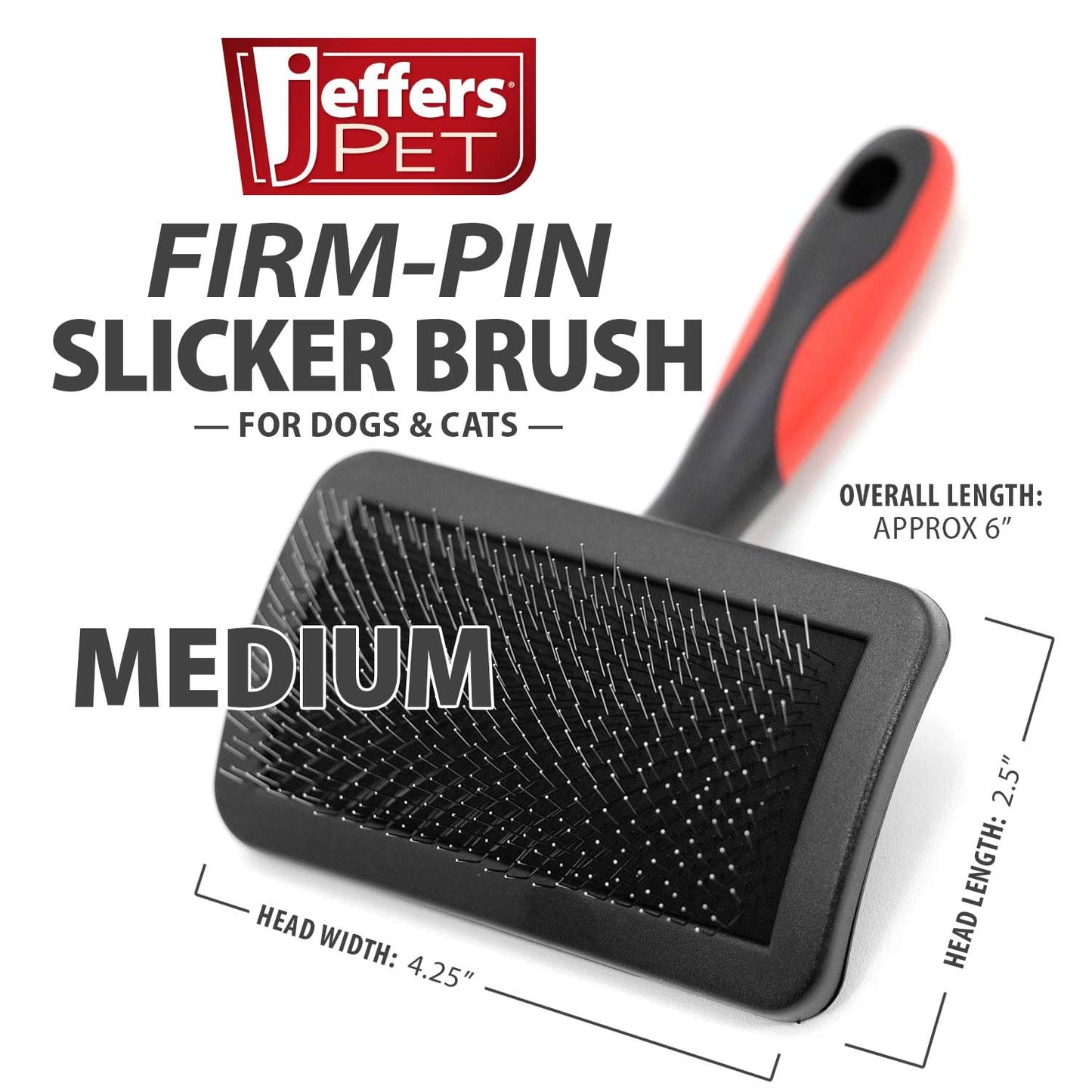 Jeffers Pet Dual Level Pin Universal Slicker Brush for Dogs, Cats & Small Pets - Curved Grooming Brush with Long & Short Pins for Shedding, Detangling, Finishing - Remove Mats & Dead Coat - Large