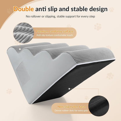 Dog Stairs for High Beds Up to 30" H with Tunnel,Extra Height 27.5" 5-Step Pet Steps for Small Dogs and Cats, Non-Slip Sturdy Dog Ramp with Anti-Tip Safety Strap and Removable Cover