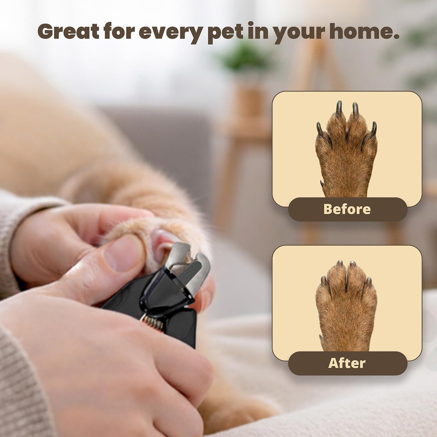 2-in-1 Dog Nail Clippers & Cat Nail Clipper with 2 LED Lights, USB Rechargeable with Safety Guard, Low Noise Grooming Tool for Small, Medium, and Large Dog & Cat Nail Trimmer(White)