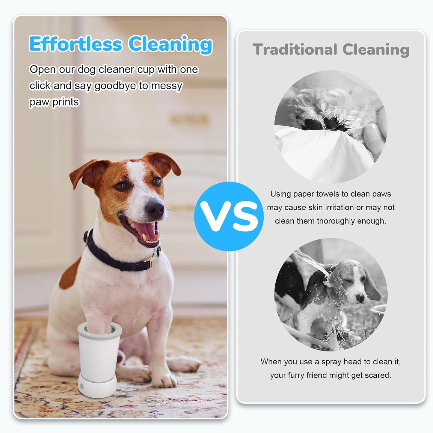 Automatic Dog Cleaner Washer and Massager, Electric Pet Foot Paws Washer for Dogs Cats, USB Portable Dog Feet Cleaner Cup for Small to Medium Dogs, Pet Grooming Supplies(White)