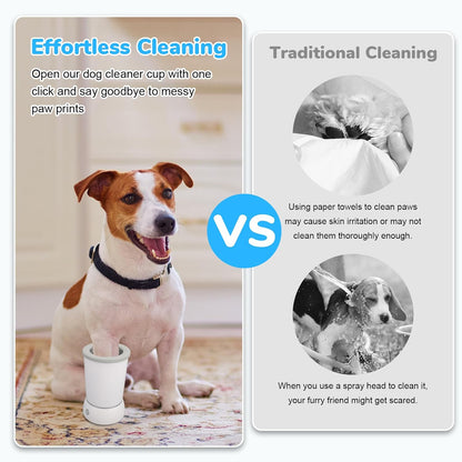 Automatic Dog Cleaner Washer and Massager, Electric Pet Foot Paws Washer for Dogs Cats, USB Portable Dog Feet Cleaner Cup for Small to Medium Dogs, Pet Grooming Supplies(White)