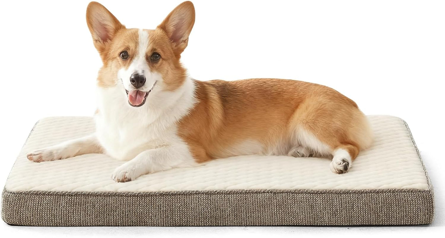 JOEJOY XL Dog Beds Large Sized Dog, Orthopedic Big Dogs Crate Bed with Washable Removable Cover, Extra Thick Egg-Crate Memory Foam Pet Beds up to 80 lbs, Grey, 41"x27"