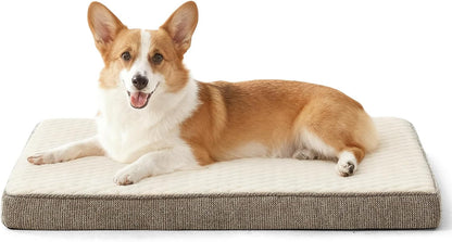 JOEJOY XL Dog Beds Large Sized Dog, Orthopedic Big Dogs Crate Bed with Washable Removable Cover, Extra Thick Egg-Crate Memory Foam Pet Beds up to 80 lbs, Grey, 41"x27"