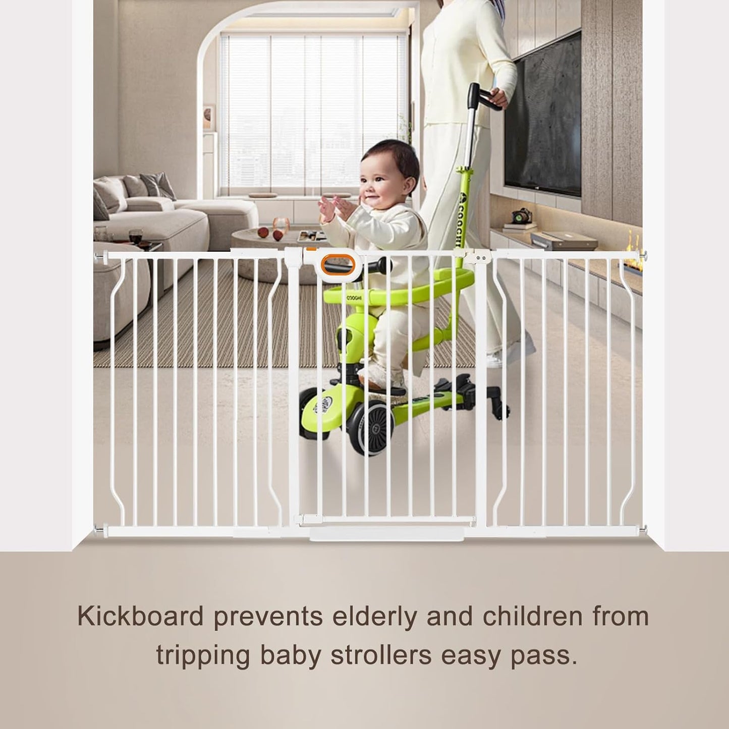 Extra Wide Baby Gate with Door Pressure Mounted 57.5-62.2 Inch,Child Dog Baby Safety Gates for Doorways,Walk Through Dog Gate Indoor for The House Kitchen Stairs No Drilling,Black