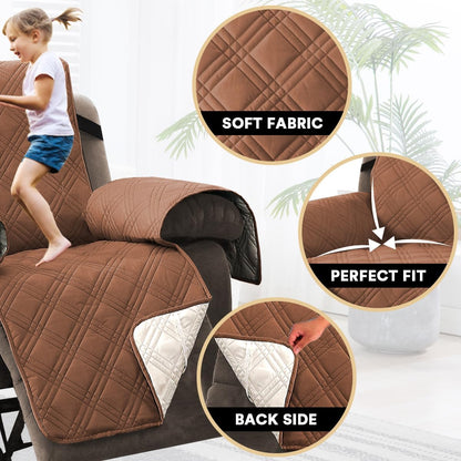 PrinceDeco 100% Waterproof Couch Cover for 3 Cushion Couch Sofa Pet Friendly Non-Slip Couch Cover for Dogs Washable Water Resistant Furniture Protector with Elastic Straps(Sofa 68", French Oak)