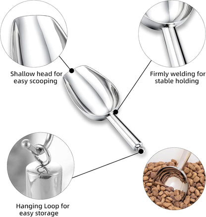2 Pack Metal Dog Food Scoop 18 Oz With Loop, Large 11 Inch Stainless Steel Scooper