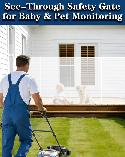 240'' Extra Wide Retractable Baby Gates for Large Opening, 42" Tall Retractable Dog Pet Gate with Support Rods, Long Mesh Screen Child Safety Gate for Garage Doorways Deck Stairs Yard Outdoor Indoor