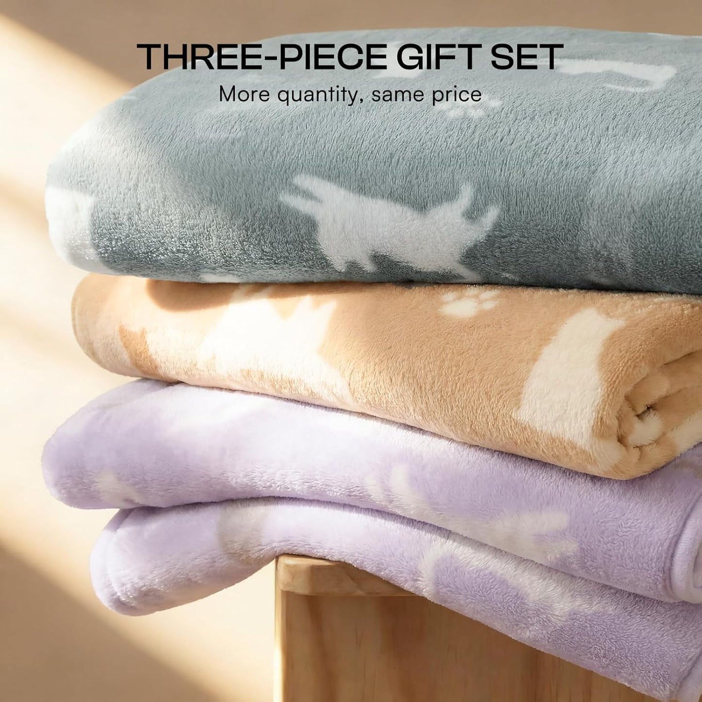 Luciphia 1 Pack 3 Blankets Super Soft Fluffy Premium Fleece Pet Blanket Flannel Throw for Dog Puppy Cat Paw Brown/Pink/White Small(23x16 inch)