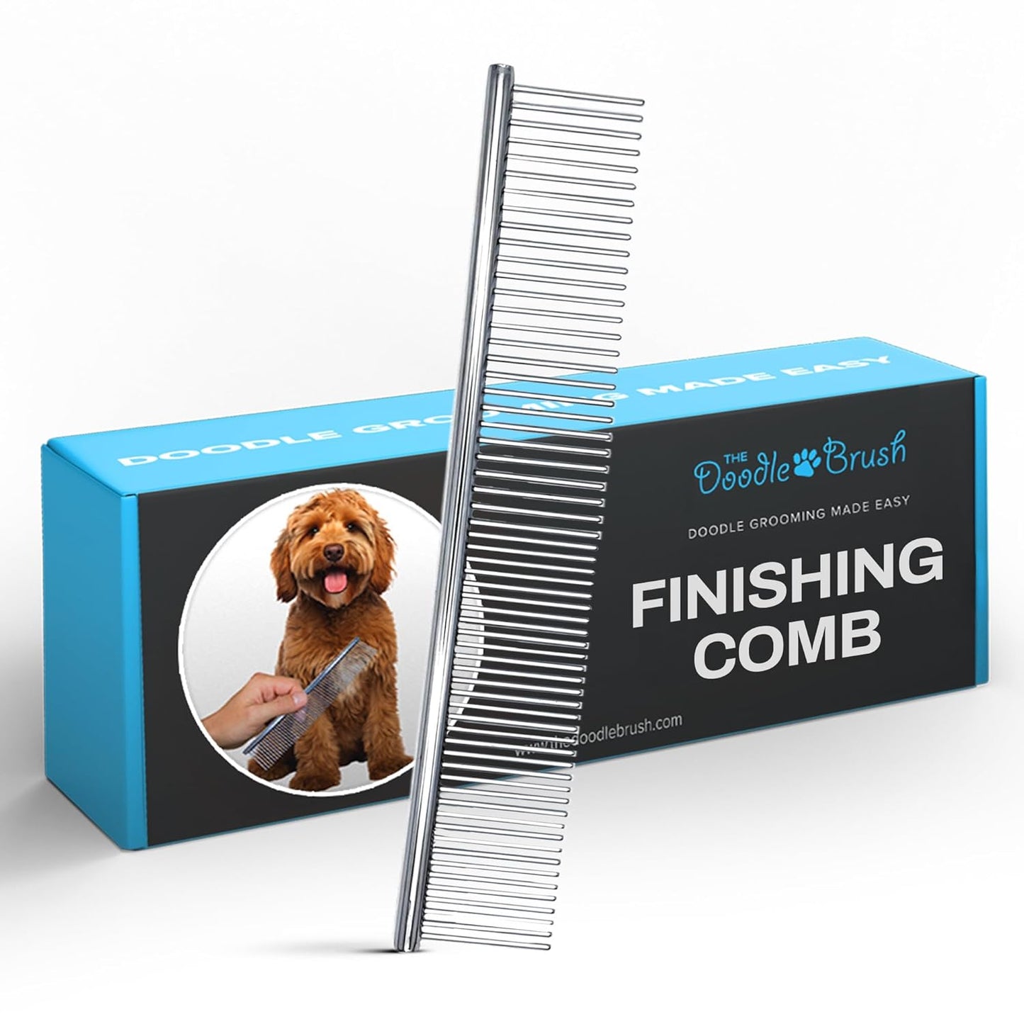 Grooming Kit, Slicker Dog Brush and Finishing Comb Set, Detangler & Dematting Grooming Tools for Dogs, Extra Long Pin Slicker & Metal Comb for Goldendoodle, Cockapoo, Cavapoo, Poodle