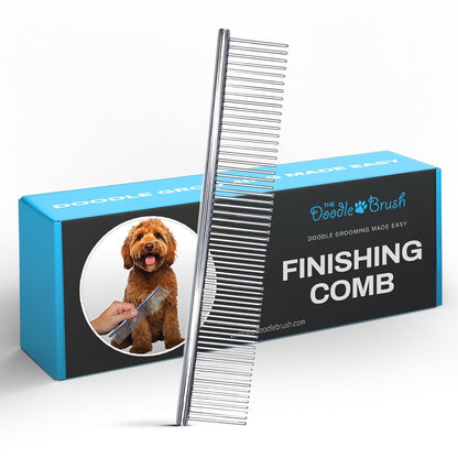 Grooming Kit, Slicker Dog Brush and Finishing Comb Set, Detangler & Dematting Grooming Tools for Dogs, Extra Long Pin Slicker & Metal Comb for Goldendoodle, Cockapoo, Cavapoo, Poodle