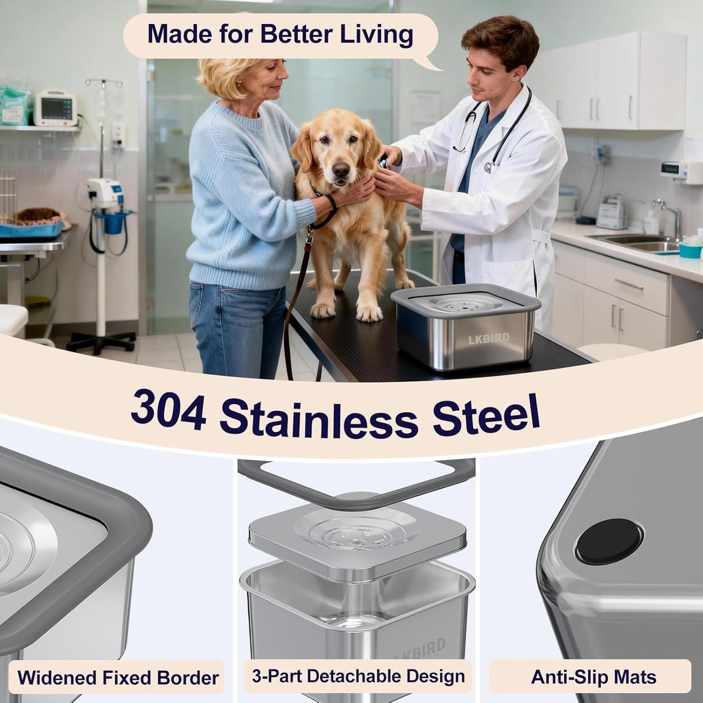 Dog Water Bowl No Spill, 101oz Stainless Steel Spill-Proof Bowl with Anti-Splash Floating Disk & Anti-Digging Lid, Slow Drinking Design with Non-Slip Base for Messy Drinkers