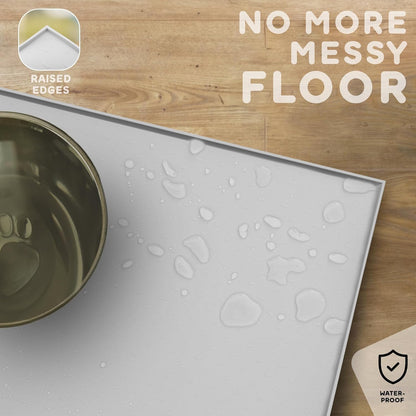 Dog Food Mat - Raised Edges Dogs Mat for Food and Water Prevent Spill, Waterproof Cat Food Mats Protect Floors, Easy Clean Dog Bowl Mats for Food and Water, Silicone Pet Feeding Placemats