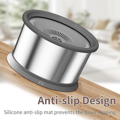 6.5L Dog Water Bowl No Spill 1.6 Gallon Stainless Steel Water Bowl for Dogs 220oz Large Capacity No Splash Slow Drinking Feeder with Anti-Slip Mat for Messy Drinkers 6.5L+2 Filters