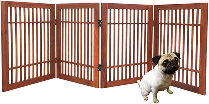 Urnporium Freestanding Wooden Dog Gate for Doorways – Foldable Acacia Wood Pet Gate, No Drill Portable Indoor/Outdoor Puppy Fence Barrier (White Pet Gate, 3 Panel 24" Tall)