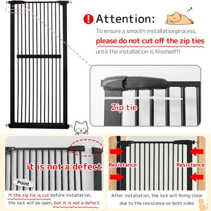Lumizone Extra Tall Cat Gate 61.02" High Pressure Mounted Extra Wide 30.12"-34.05" (17Sizes) 1.37" Gap No Drilling Auto-Close Tall Pet Gate for Dogs (Black, 30.12"-34.05" W)