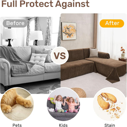 Sectional Couch Covers, 2 Pieces Washable L Shaped Couch Covers Sofa Blanket for Dogs Pet Friendly Sectional Sofa Slipcovers Furniture Covers,71"x 110"+ 71"x 118",(X-Large,Dark Gray)