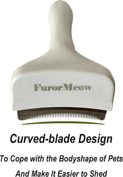 Pet Deshedding Tool with Curve Blade, Cat Grooming Brush, Tight V-shaped Teeth Shedding Comb for Cat and Dog (Pink, Large)