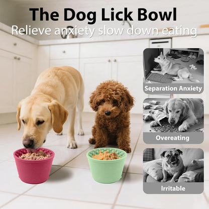 Dog Slow Feeder Lick Bowl - Non-Slip Licking Treat Dispenser for Small Medium Large Dogs, Promotes Anxiety Relief & Prevents Choking, Easy to Clean Feeding Bowl (Green, S)