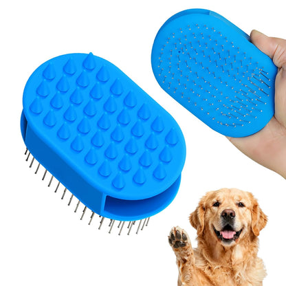 Upgraded Double-Sided Dog Brush for Shedding & Deshedding, Silicone Pet Bath Brush for Long Short Haired Dogs and Cats, Dog Grooming Brush for Shower, Massage, 3-in-1 Hair Removal Comb