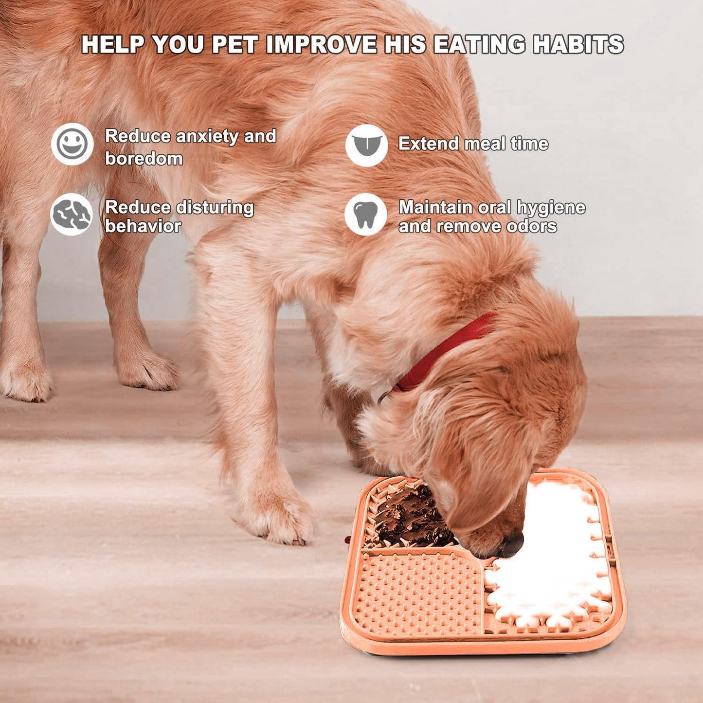 Licking Mat for Dogs & Cats with Suction Cups, 1 Pack Square Dog Slow Feeder Lick Pat for Anxiety Relief & Boredom, Dog Toys to Keep Them Busy, Pets Grooming Bathing Training Mat