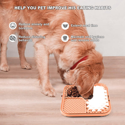 Licking Mat for Dogs & Cats with Suction Cups, 1 Pack Square Dog Slow Feeder Lick Pat for Anxiety Relief & Boredom, Dog Toys to Keep Them Busy, Pets Grooming Bathing Training Mat