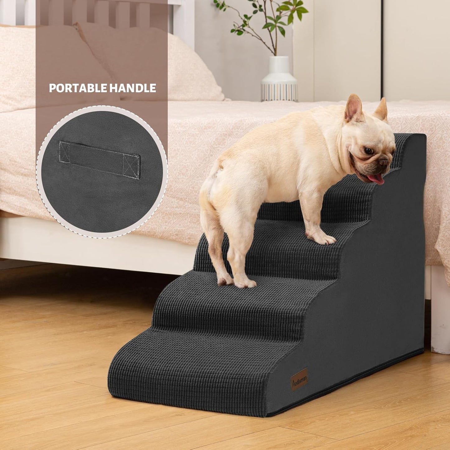Aodisman 3-Step Dog Ramp and Stairs for Sofa and Chair - Non-Slip Sturdy Pet Steps for Small Dogs and Cats,15.7" H,Grey