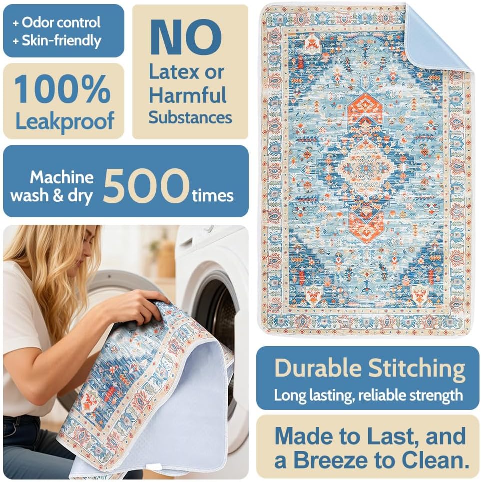 Washable Pee Pads for Dogs, 2 Pack Reusable Puppy Training Pads 40"x26" Super Absorbent Waterproof Dog Training Pads, Non-Slip Potty Pads, Whelping Pads Litter Mat