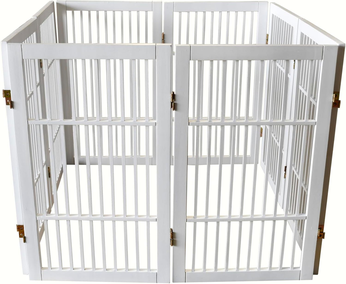 Urnporium Freestanding Wooden Dog Gate for Doorways – Foldable Acacia Wood Pet Gate, No Drill Portable Indoor/Outdoor Puppy Fence Barrier (White Pet Gate, 3 Panel 24" Tall)