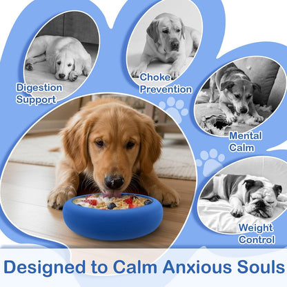 Dog Lick Bowl, BPA Free Silicone Slow Feeder Licking Mat with Strong Suction for Dog, Non-Slip Freeze Licking Bowl for Anxiety Relief & Boredom, Dishwasher(Blue, Large)