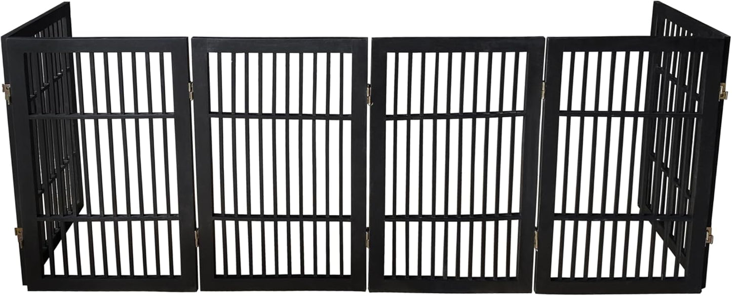 Urnporium Freestanding Wooden Dog Gate for Doorways – Foldable Acacia Wood Pet Gate, No Drill Portable Indoor/Outdoor Puppy Fence Barrier (White Pet Gate, 3 Panel 24" Tall)