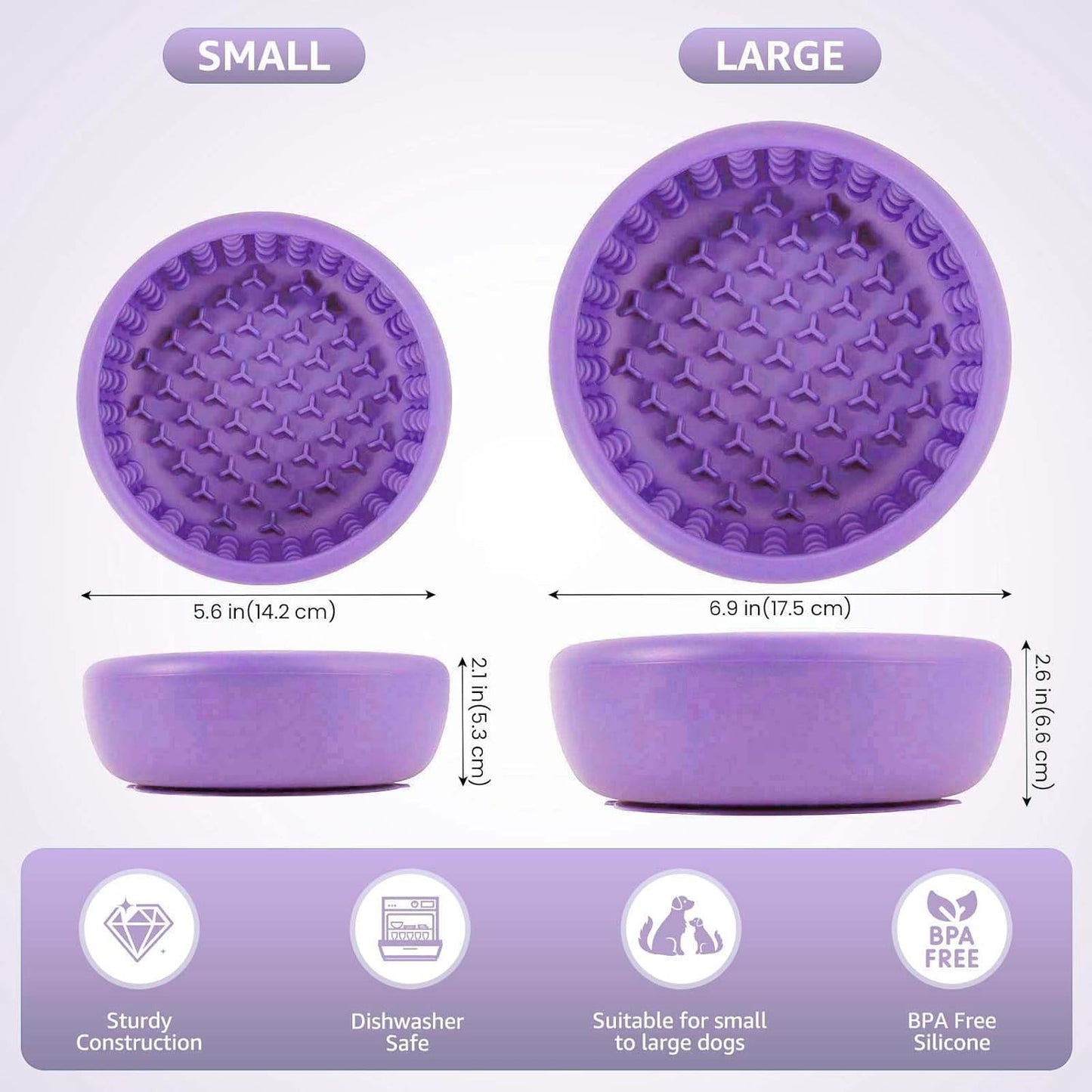 Dog Lick Bowl, ZOURYNUA Non-Slip Slow Feeder Dog Bowls, Enrichment Licking Mat for Distraction, Anxiety Relief Treat Dispenser Freezer, BPA Free Silicone & Dishwasher Safe (Pink, Small)