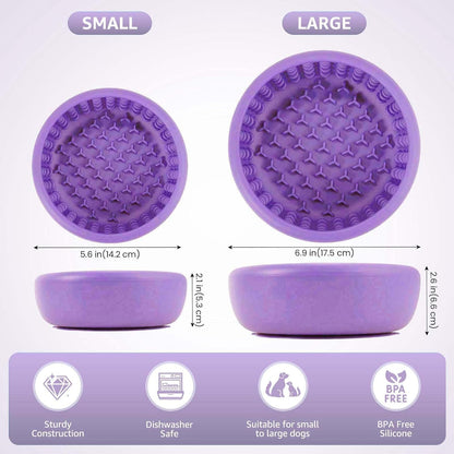 Dog Lick Bowl, ZOURYNUA Non-Slip Slow Feeder Dog Bowls, Enrichment Licking Mat for Distraction, Anxiety Relief Treat Dispenser Freezer, BPA Free Silicone & Dishwasher Safe (Pink, Small)