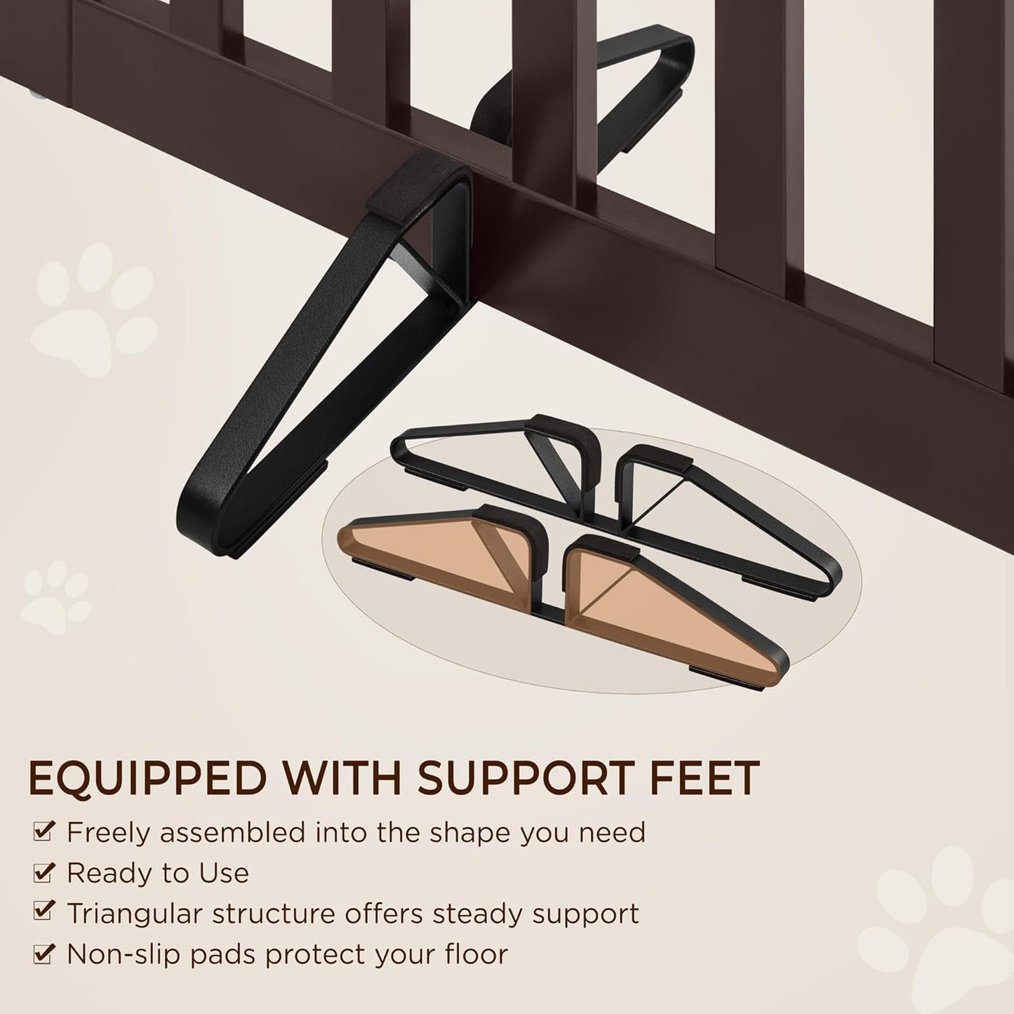 Yaheetech 36" H Extra Tall Freestanding Pet Gate 4-Panel Wooden Dog Fence with 2 Support Feet Folding Dog Gate for Indoor, Stairs, Doorways, Halls, Kitchen Wooden Pet Barrier White, 79.5" L x 36" H