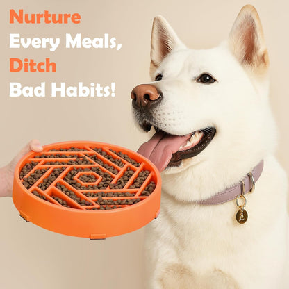 TOBYTO Slow Feeder Dog Bowls Large Medium Breed,Anti-Choking Slow Eating Dog Food Bowl,Non Slip Pet Slower Food Feeding Bowls Large Puzzle Slow Feeder Bloat Stop Maze Dog Dishes,Black