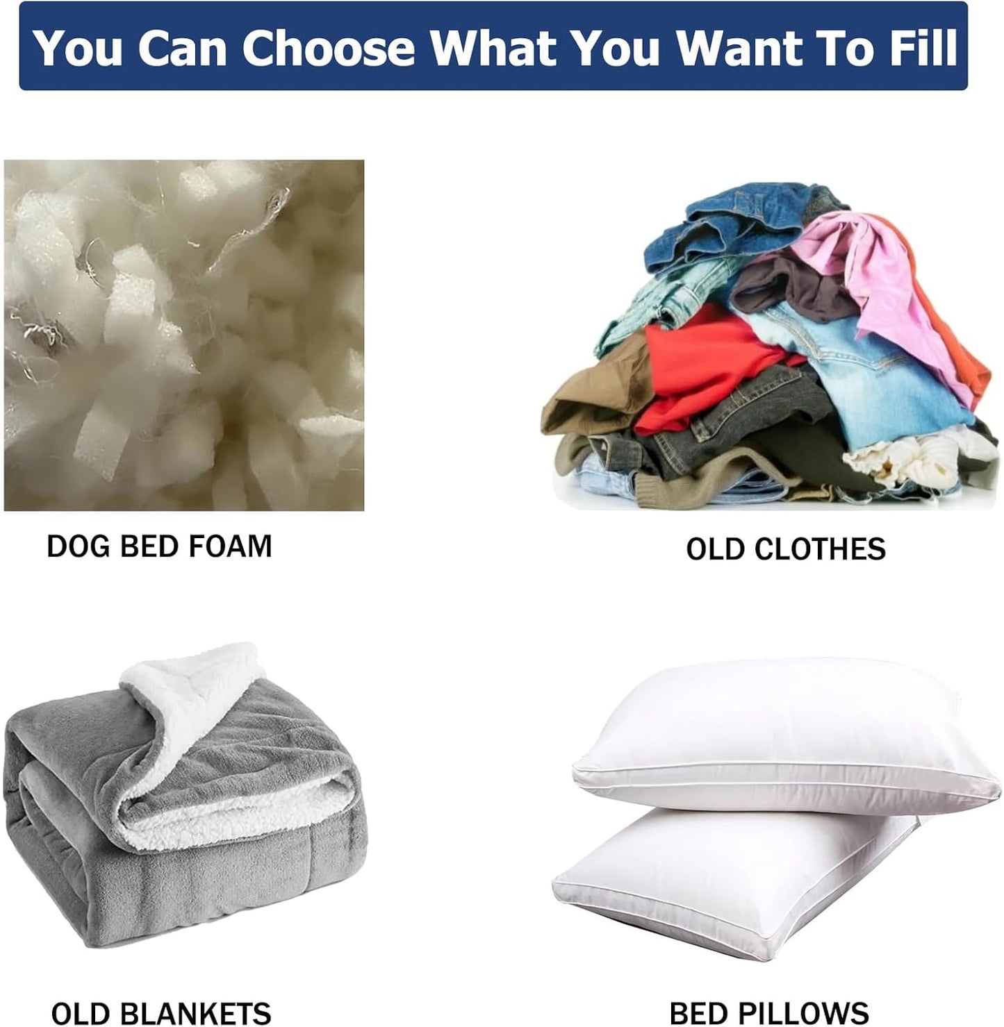 Dog Bed Cover,Waterproof Tough Plastic DIY Pet Bed Cover,Non Stick Hair Easy to Clean Rectangular Fillable Dog Bed Covers with Zipper(Dark Grey,44" L x 32" W x 4" Th,Cover Only)